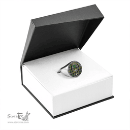 Scottish Hamilton of Brandon Modern Clan Tartan Ring - Crest Classic Scottish Plaid Tartan Plaid