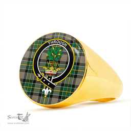 Scottish Hamilton of Brandon Modern Clan Tartan Ring - Crest Classic Scottish Plaid Tartan Plaid