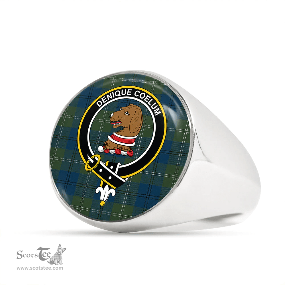 Scottish Melville #2 Modern Clan Tartan Ring - Crest Classic Scottish Plaid Tartan Plaid