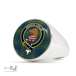 Scottish Melville #2 Modern Clan Tartan Ring - Crest Classic Scottish Plaid Tartan Plaid
