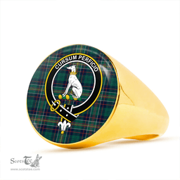 Scottish Hunter of Hunterston (Galbraith of Hunterston) Modern Clan Tartan Ring - Crest Classic Scottish Plaid Tartan Plaid