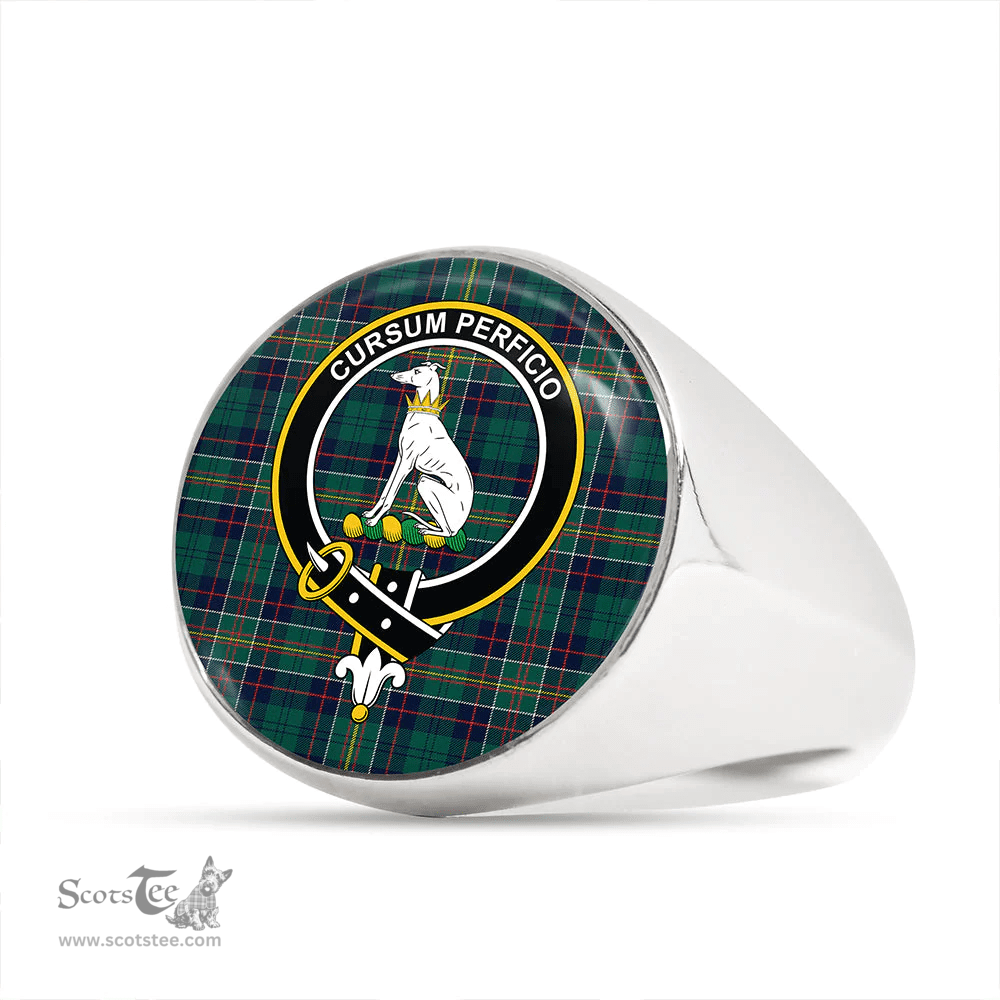 Scottish Hunter of Hunterston (Galbraith of Hunterston) Modern Clan Tartan Ring - Crest Classic Scottish Plaid Tartan Plaid