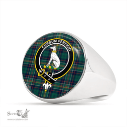 Scottish Hunter of Hunterston (Galbraith of Hunterston) Modern Clan Tartan Ring - Crest Classic Scottish Plaid Tartan Plaid