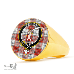 Scottish MacRae Red Dress Ancient Clan Tartan Ring - Crest Classic Scottish Plaid Tartan Plaid