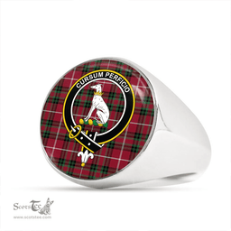 Scottish Hunter of Bute (Hunter Maroon) Modern Clan Tartan Ring - Crest Classic Scottish Plaid Tartan Plaid