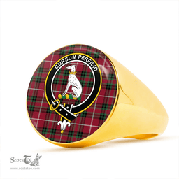 Scottish Hunter of Bute (Hunter Maroon) Modern Clan Tartan Ring - Crest Classic Scottish Plaid Tartan Plaid