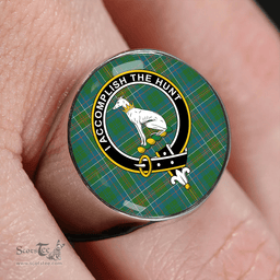 Scottish Hunter of Hunterston (Michael of Hunterston) Ancient Clan Tartan Ring - Crest Classic Scottish Plaid Tartan Plaid