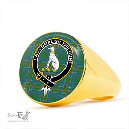 Scottish Hunter of Hunterston (Michael of Hunterston) Ancient Clan Tartan Ring - Crest Classic Scottish Plaid Tartan Plaid