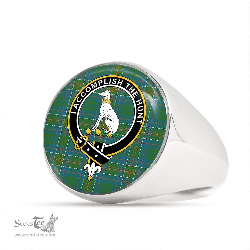 Scottish Hunter of Hunterston (Michael of Hunterston) Ancient Clan Tartan Ring - Crest Classic Scottish Plaid Tartan Plaid