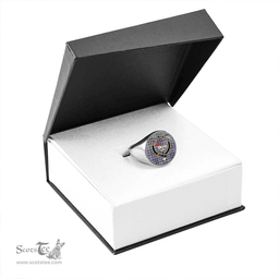 Scottish MacDonald Lord of the Isles Hunting Blue (Donald Lord of the Isles Hunting Blue) Weathered Clan Tartan Ring - Crest Classic Scottish Plaid Tartan Plaid
