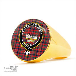 Scottish MacDonald of Boisdale (Donald Boisdale) Modern Clan Tartan Ring - Crest Classic Scottish Plaid Tartan Plaid