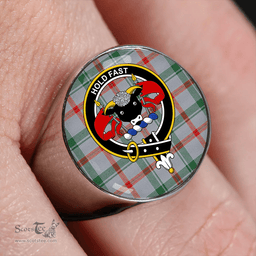 Scottish Miss MacDougal (Personal) (MacLeod Arisaid) Modern Clan Tartan Ring - Crest Classic Scottish Plaid Tartan Plaid