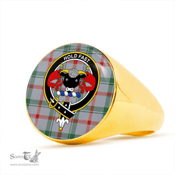 Scottish Miss MacDougal (Personal) (MacLeod Arisaid) Modern Clan Tartan Ring - Crest Classic Scottish Plaid Tartan Plaid