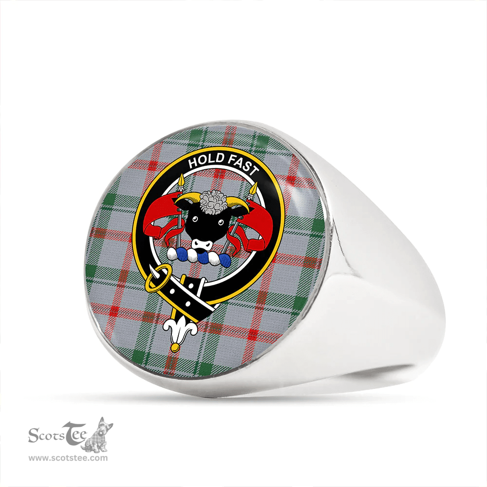 Scottish Miss MacDougal (Personal) (MacLeod Arisaid) Modern Clan Tartan Ring - Crest Classic Scottish Plaid Tartan Plaid