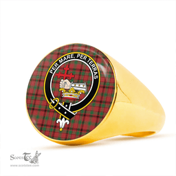 Scottish MacDonald of Aird & Valley (Donald of Aird & Valley) Ancient Clan Tartan Ring - Crest Classic Scottish Plaid Tartan Plaid