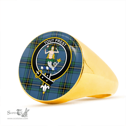Scottish Murray of Elibank Ancient Clan Tartan Ring - Crest Classic Scottish Plaid Tartan Plaid