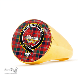 Scottish MacDonald of Glenaladale #2 (Donald Glenfinnan) Modern Clan Tartan Ring - Crest Classic Scottish Plaid Tartan Plaid