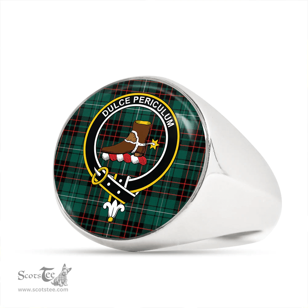 Scottish MacAulay of Lewis Modern Clan Tartan Ring - Crest Classic Scottish Plaid Tartan Plaid