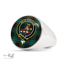Scottish MacAulay of Lewis Modern Clan Tartan Ring - Crest Classic Scottish Plaid Tartan Plaid