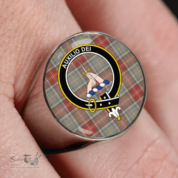 Scottish Muirhead Hunting Weathered Clan Tartan Ring - Crest Classic Scottish Plaid Tartan Plaid