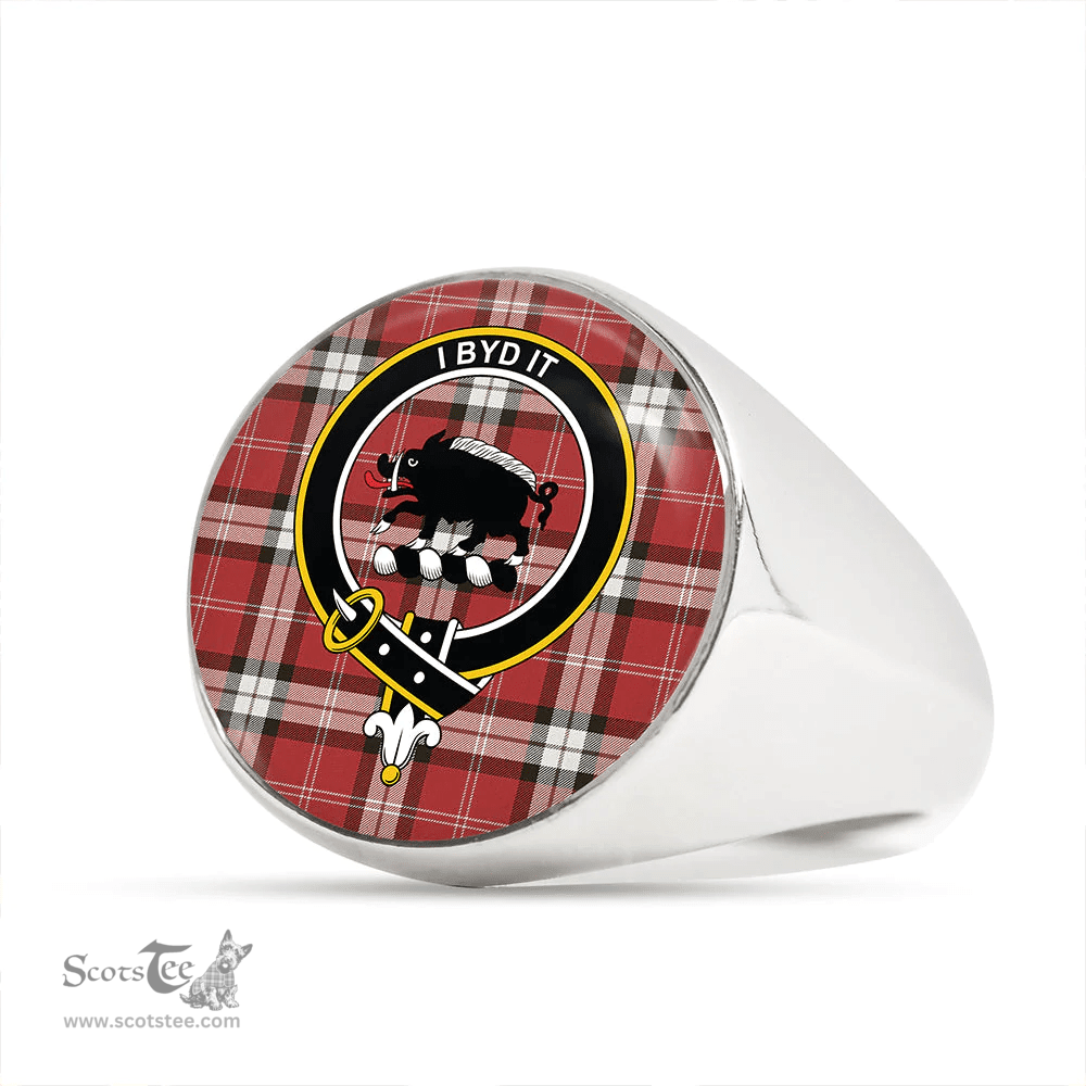 Scottish Nisbet Dress Rose (Nisbit Dress Rose) Weathered Clan Tartan Ring - Crest Classic Scottish Plaid Tartan Plaid