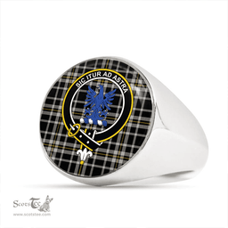 Scottish Ochterlony (Auchterlony) Ancient Clan Tartan Ring - Crest Classic Scottish Plaid Tartan Plaid