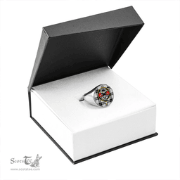 Scottish MacLeod Black & White Ancient Clan Tartan Ring - Crest Classic Scottish Plaid Tartan Plaid