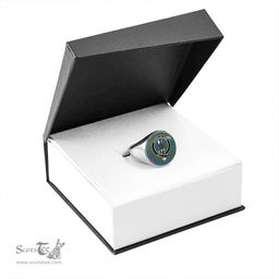 Scottish MacLaine of LochBuie Hunting (MacLaine) Ancient Clan Tartan Ring - Crest Classic Scottish Plaid Tartan Plaid