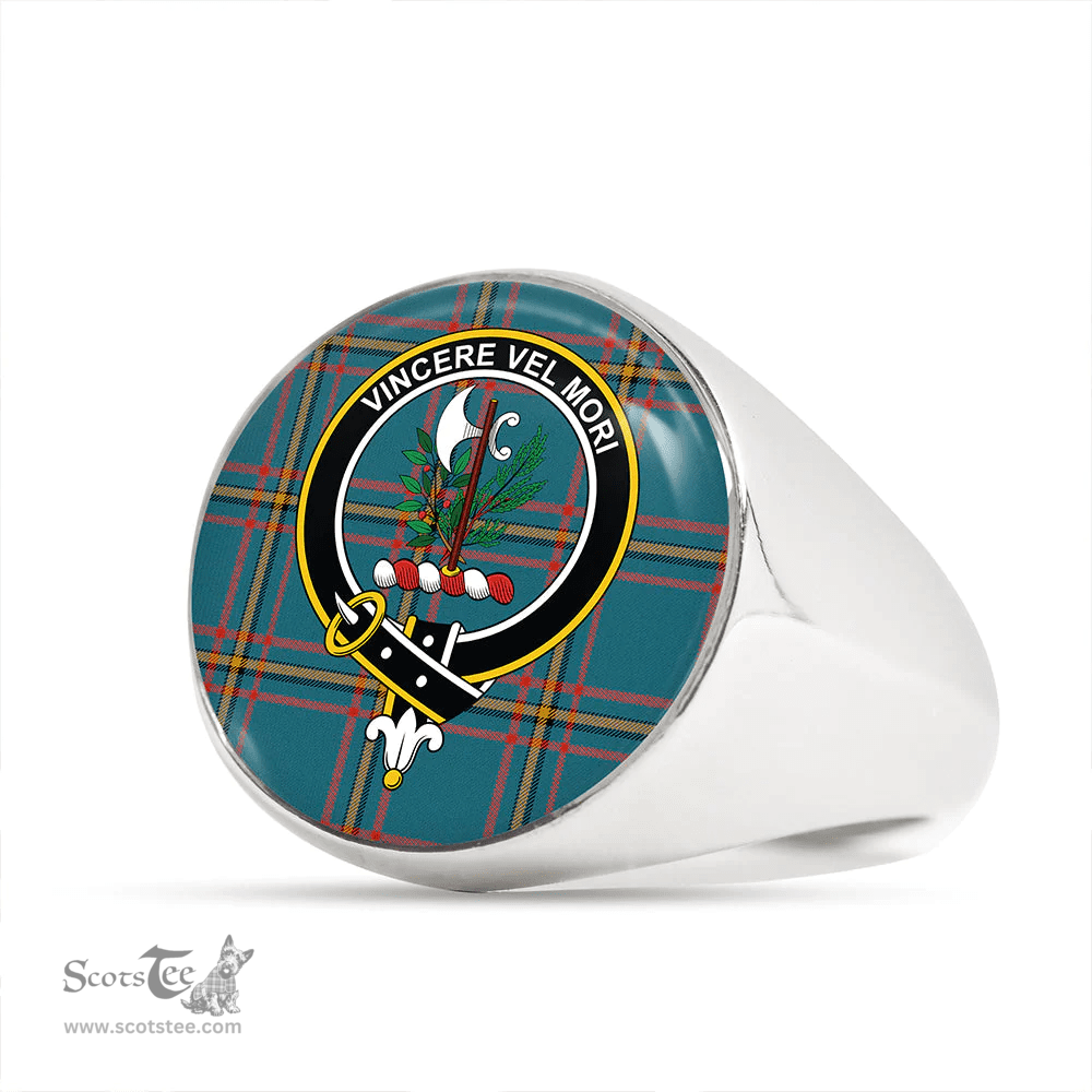 Scottish MacLaine of LochBuie Hunting (MacLaine) Ancient Clan Tartan Ring - Crest Classic Scottish Plaid Tartan Plaid