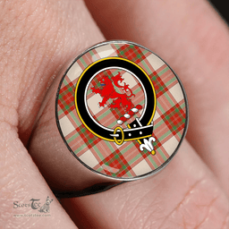 Scottish MacBrair Dress Weathered Clan Tartan Ring - Crest Classic Scottish Plaid Tartan Plaid