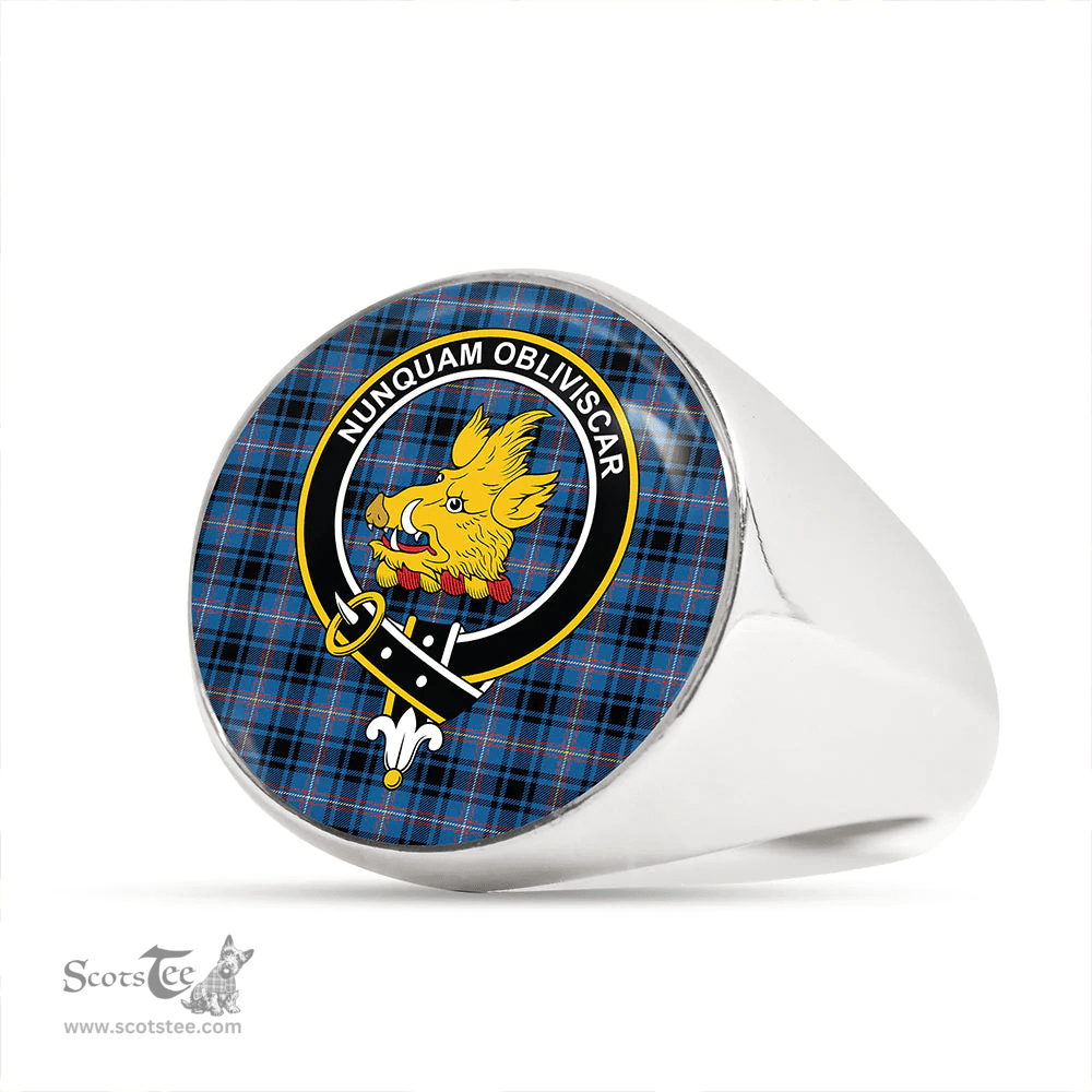 Scottish MacIver of Strome Ancient Clan Tartan Ring - Crest Classic Scottish Plaid Tartan Plaid