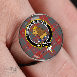 Scottish MacGregor of Balquhidder (Gregor of Balquhidder) Weathered Clan Tartan Ring - Crest Classic Scottish Plaid Tartan Plaid