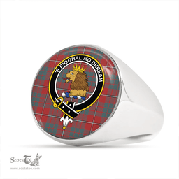 Scottish MacGregor of Balquhidder (Gregor of Balquhidder) Weathered Clan Tartan Ring - Crest Classic Scottish Plaid Tartan Plaid