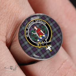 Scottish Lyon ((Liall/Lyall/Lyle) Weathered Clan Tartan Ring - Crest Classic Scottish Plaid Tartan Plaid