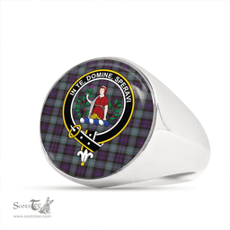 Scottish Lyon ((Liall/Lyall/Lyle) Weathered Clan Tartan Ring - Crest Classic Scottish Plaid Tartan Plaid