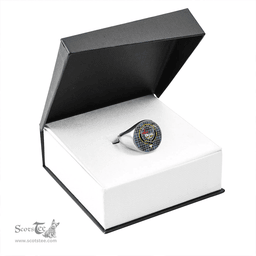 Scottish MacDonald Lord of the Isles Hunting Blue (Donald Lord of the Isles Hunting Blue) Modern Clan Tartan Ring - Crest Classic Scottish Plaid Tartan Plaid
