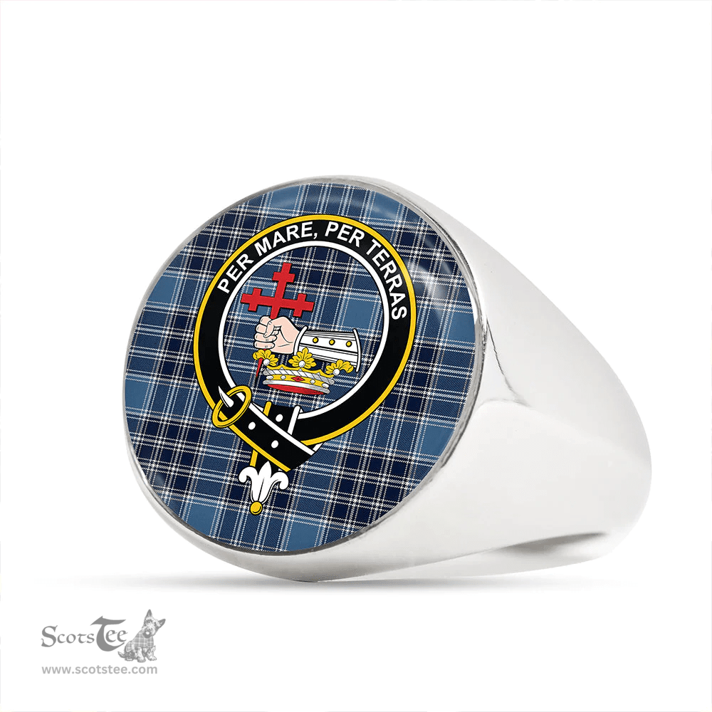 Scottish MacDonald Lord of the Isles Hunting Blue (Donald Lord of the Isles Hunting Blue) Modern Clan Tartan Ring - Crest Classic Scottish Plaid Tartan Plaid