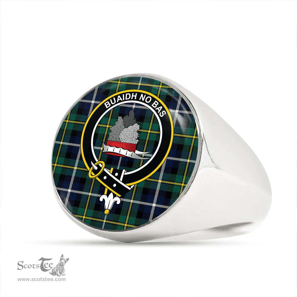 Scottish MacNeil of Barra (MacNeil/MacNeill) Modern Clan Tartan Ring - Crest Classic Scottish Plaid Tartan Plaid