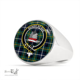 Scottish MacNeil of Barra (MacNeil/MacNeill) Modern Clan Tartan Ring - Crest Classic Scottish Plaid Tartan Plaid