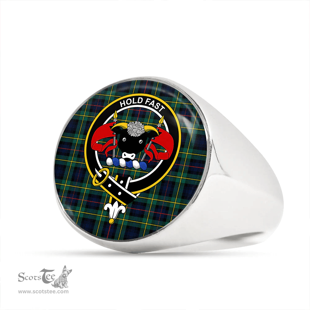 Scottish MacLeod of Skye Modern Clan Tartan Ring - Crest Classic Scottish Plaid Tartan Plaid