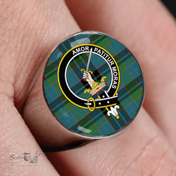 Scottish Lumsden Hunting (Lumsden Green) Ancient Clan Tartan Ring - Crest Classic Scottish Plaid Tartan Plaid