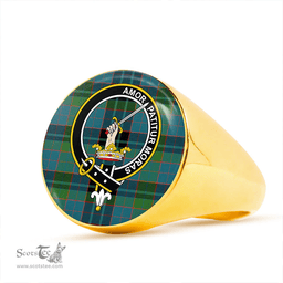 Scottish Lumsden Hunting (Lumsden Green) Ancient Clan Tartan Ring - Crest Classic Scottish Plaid Tartan Plaid