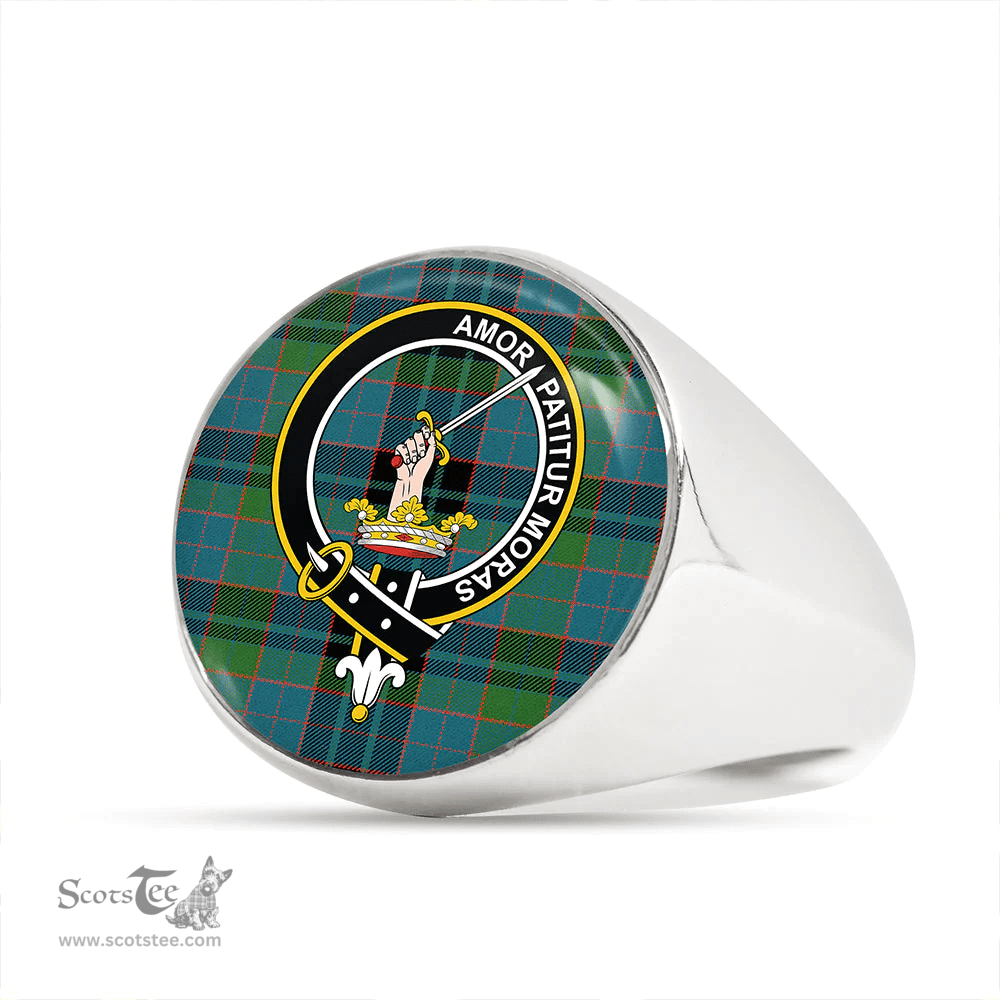Scottish Lumsden Hunting (Lumsden Green) Ancient Clan Tartan Ring - Crest Classic Scottish Plaid Tartan Plaid