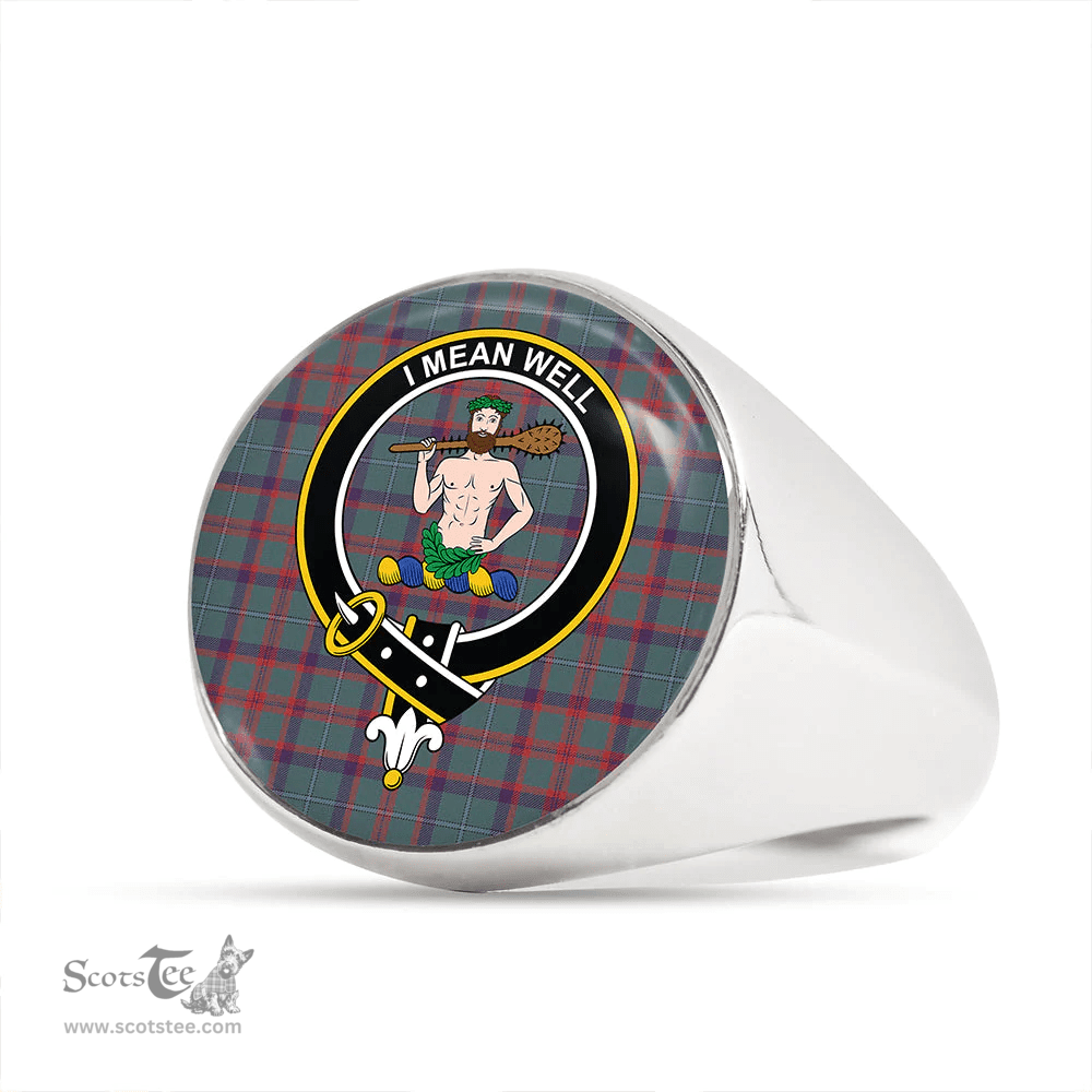 Scottish Shaw of Tordarroch Hunting Weathered Clan Tartan Ring - Crest Classic Scottish Plaid Tartan Plaid