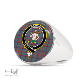 Scottish Shaw of Tordarroch Hunting Weathered Clan Tartan Ring - Crest Classic Scottish Plaid Tartan Plaid