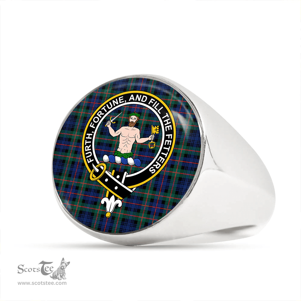 Scottish Murray of Atholl (Murray) Modern Clan Tartan Ring - Crest Classic Scottish Plaid Tartan Plaid