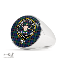 Scottish Murray of Atholl (Murray) Modern Clan Tartan Ring - Crest Classic Scottish Plaid Tartan Plaid