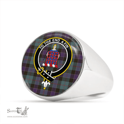 Scottish Ogilvie Hunting Weathered Clan Tartan Ring - Crest Classic Scottish Plaid Tartan Plaid
