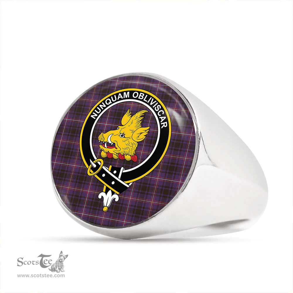 Scottish MacIver of Strome Weathered Clan Tartan Ring - Crest Classic Scottish Plaid Tartan Plaid