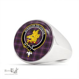 Scottish MacIver of Strome Weathered Clan Tartan Ring - Crest Classic Scottish Plaid Tartan Plaid